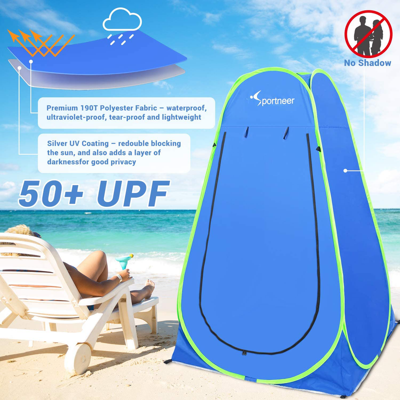 Sportneer Pop up Privacy Changing Tent Camping Shower Tent, Portable Dressing Bathroom Potty Tent for Camping Hiking Toilet Beach Sun Shelter Picnic Fishing with Carrying Bag, UPF50+ 6.25 Ft Tall Sporting Goods > Outdoor Recreation > Camping & Hiking > Portable Toilets & Showers Sportneer   
