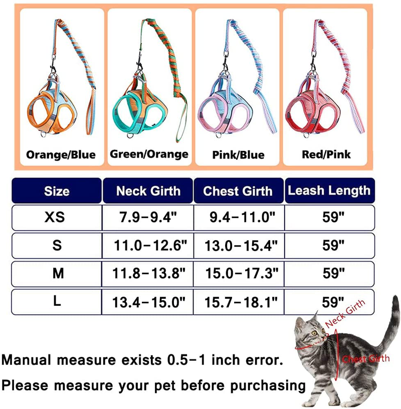 Greadped Cat Harness and Leash Set,Escape Proof Kitten Vest Harness with Collars for Walking,Reflective Strap Night Safe Pet Harness with Bells,Easy Control for Small Large Kitten,Fit for Puppy,Rabbit Animals & Pet Supplies > Pet Supplies > Cat Supplies > Cat Apparel Greadped   