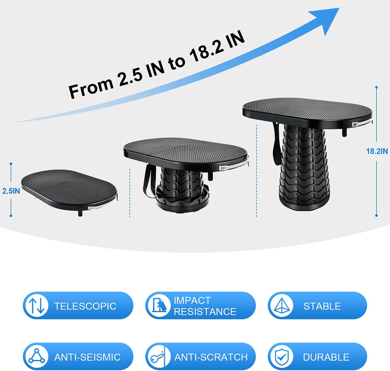 Small Portable Telescoping Table and Folding Stool for Picnic Beach Camp, Light Camping Low Side Foldable Tables for Cooking Dinning