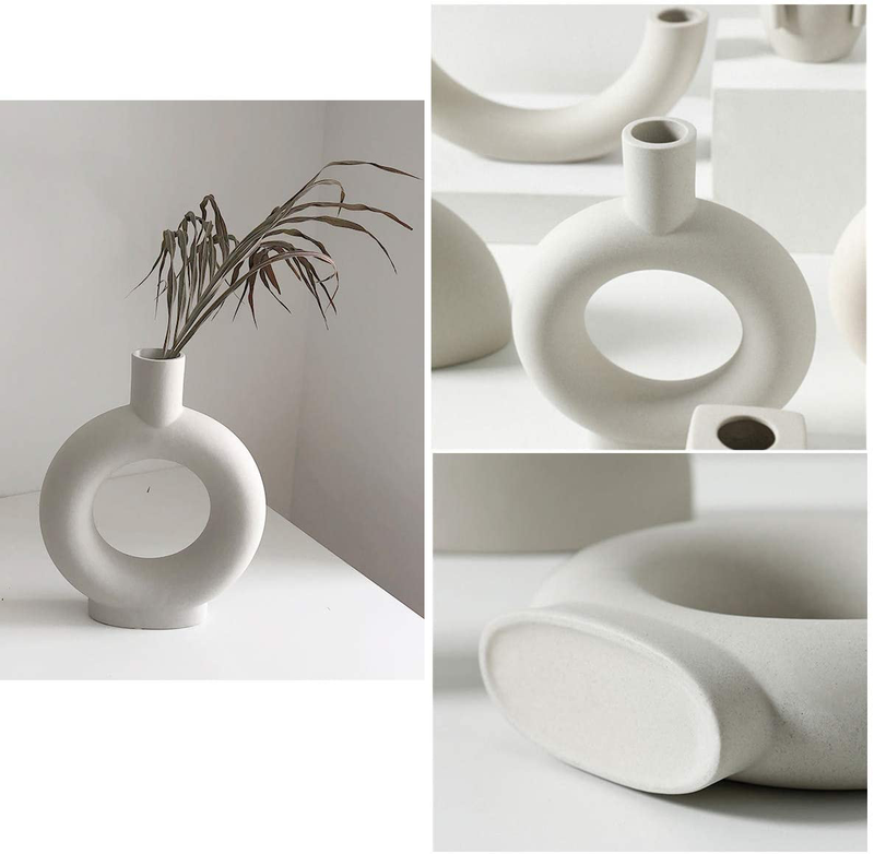 Sunormi Little Gray Ceramic Modern Arts Vases Minimalist Abstraction Flowers Vase Decoration for Living Room Office Home Table Home & Garden > Decor > Vases Sunormi   
