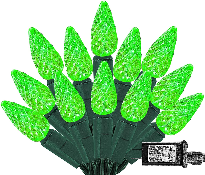 FUNPENY C6 Christmas Lights, 100 LED 33 FT St. Patricks Day Lights with 8 Modes Lights Outdoor Waterproof String Lights for Indoor Xmas Tree Wedding Patio Party Holiday Decorations (Green) Home & Garden > Lighting > Light Ropes & Strings FUNPENY Green  