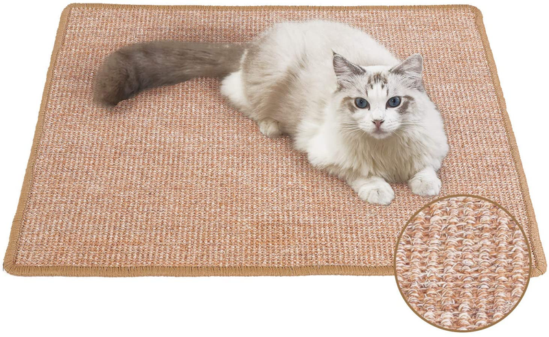 FUKUMARU Cat Scratcher Mat, 23.6 X 15.7 Inch Natural Sisal Cat Scratch Mats, Horizontal Cat Floor Scratching Pad Rug, Protect Carpets and Sofas