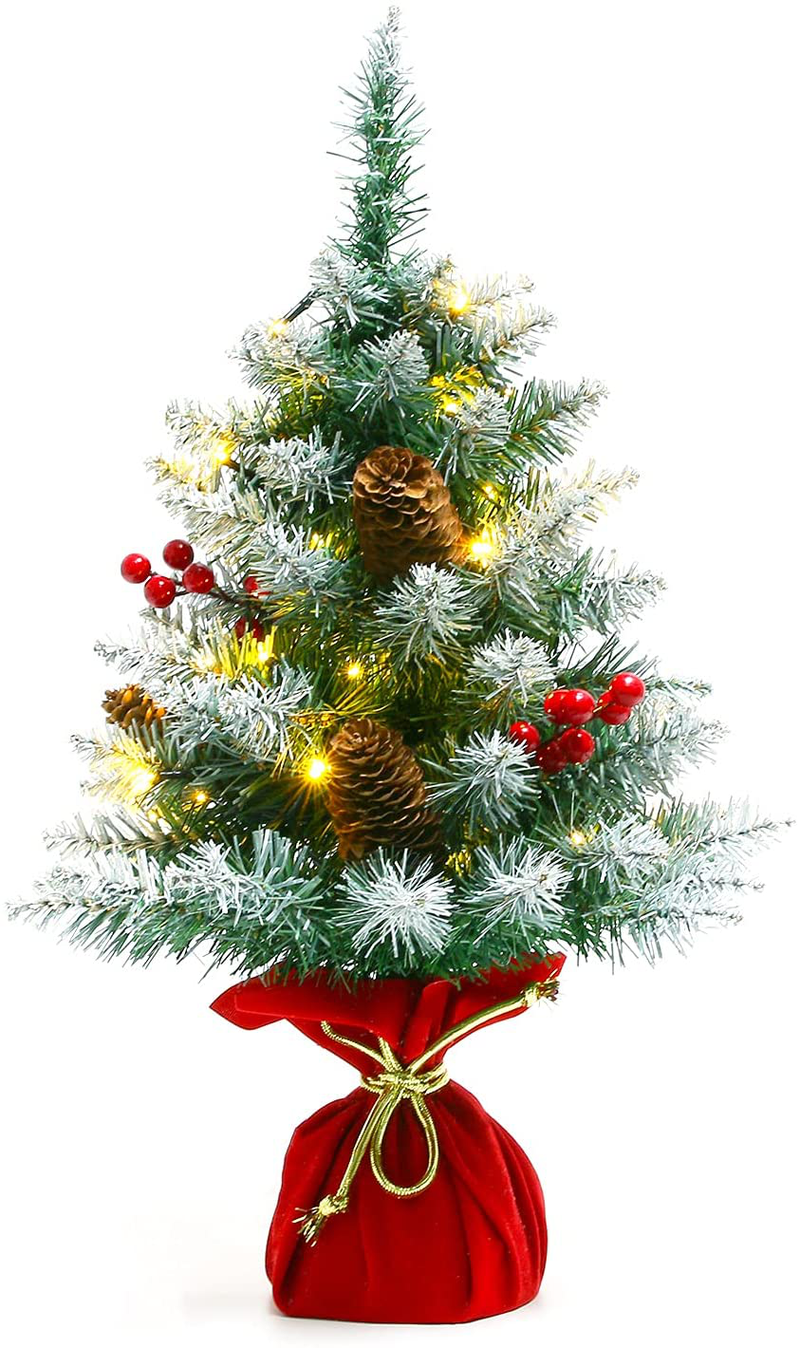 Sunnyglade 22Inch Tabletop Christmas Tree Mini Artificial Christmas Tree with 30 LED Lights & 24 Pcs Christmas Ball for Table Top Desk Classic Series Holiday Decoration (Green) Home & Garden > Decor > Seasonal & Holiday Decorations > Christmas Tree Stands Sunnyglade White  