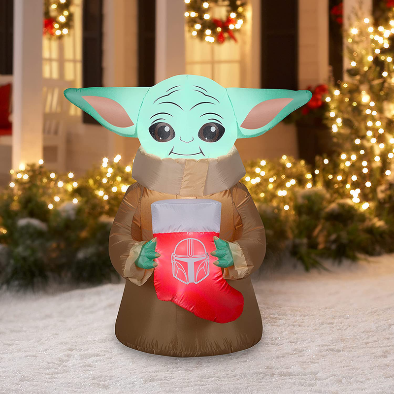 Gemmy 4.5' Christmas Inflatable Yoda The Child Holding A Christmas Stocking Indoor/Outdoor Decoration Home & Garden > Decor > Seasonal & Holiday Decorations& Garden > Decor > Seasonal & Holiday Decorations Gemmy   