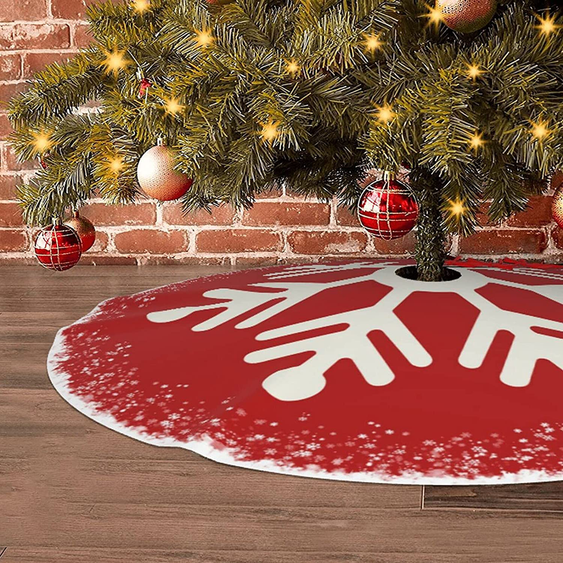 Christmas Tree Skirt Ornament Red Buffalo Plaid Rustic Truck Xmas Tree Skirt Clearance for Merry Christmas Happy New Year Holiday Party Decorations 48 Inch Home & Garden > Decor > Seasonal & Holiday Decorations > Christmas Tree Skirts Ceosande Snowflake  