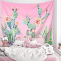LANG XUAN Pink Cactus Tapestry Wall Hanging, Flower Wall Tapestry Plant Art Wall Blanket for Bedroom Living Room Dorm Home Decor (Pink Cactus, 150X200CM L:59X79inch) Home & Garden > Decor > Artwork > Decorative Tapestries LANG XUAN Pink Cactus 150X200CM L:59X79inch) 