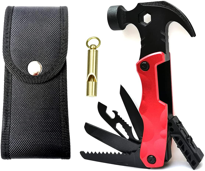 Hammer Multitool Camping Accessories, Cool Gadgets Gift for Men ,Outdoor Tool Gear and Equipment,Hvakhva Sporting Goods > Outdoor Recreation > Camping & Hiking > Camping Tools HVAKHVA Red  