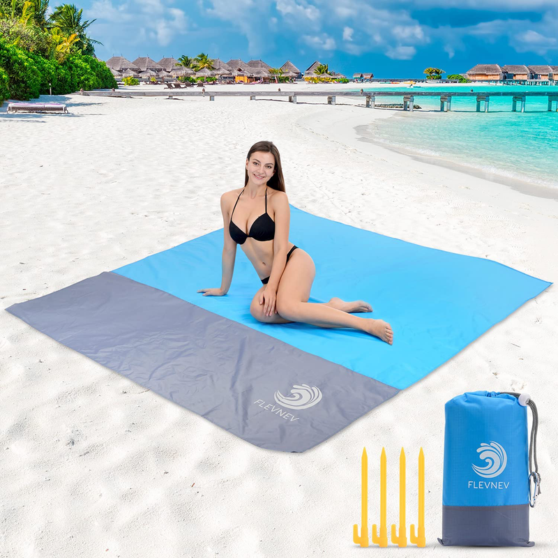 Flevnev Beach Blanket Sandproof Waterproof, Extra Large 83"X79" Sand Free Beach Mat with 4 Stakes for Beach, Camping, and Picnic… Home & Garden > Lawn & Garden > Outdoor Living > Outdoor Blankets > Picnic Blankets Flevnev 83"X79"  