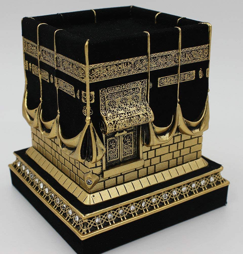 Home Table Decor Kaba Replica Model Showpiece Bookend Eid Gift (Large, Gold)