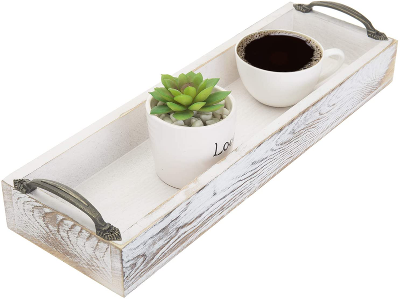 MyGift Whitewashed Wood Rectangular Party Serving Tray with Side Handles Home & Garden > Decor > Decorative Trays MyGift Default Title  