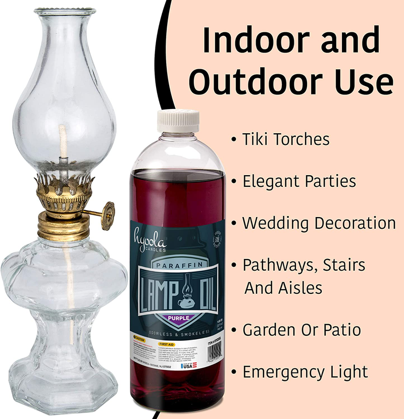Hyoola Candles Liquid Paraffin Lamp Oil - Purple Smokeless, Odorless, Ultra Clean Burning Fuel for Indoor and Outdoor Use - Highest Purity Available - 32oz Home & Garden > Lighting Accessories > Oil Lamp Fuel Hyoola   