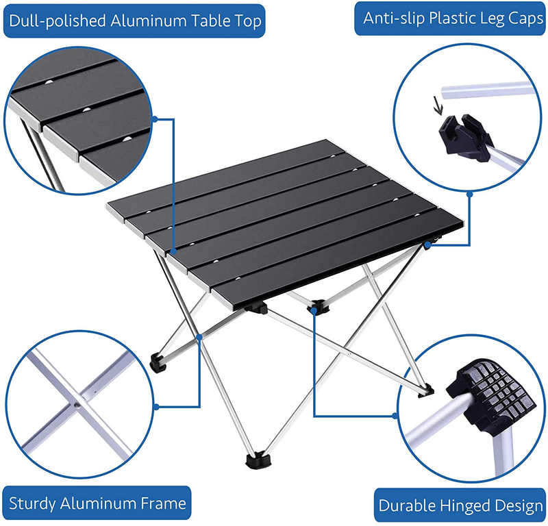 Grope Portable Camping Table with Aluminum Table Top, Folding Beach Table Easy to Carry, Prefect for Outdoor, Picnic, BBQ, Cooking, Festival, Beach, Home Sporting Goods > Outdoor Recreation > Camping & Hiking > Camp Furniture Grope   