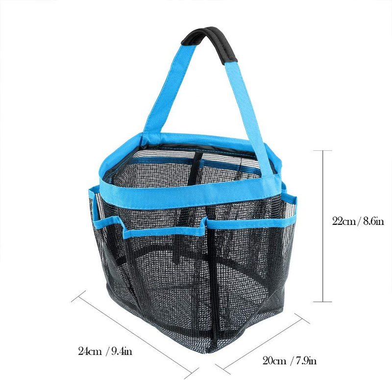 Ggone 3 Pack Mesh Shower Caddy,Portable Quick Dry Hanging Tote Storage Bag Bath Organizers with 9 Large Pockets for Shampoo, Soap and Other Bathroom Accessories - Black, Blue, Pink