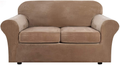 Real Velvet Plush 3 Piece Stretch Sofa Covers Couch Covers for 2 Cushion Couch Loveseat Covers (Base Cover Plus 2 Individual Cushion Covers) Feature Thick Soft Stay in Place (Medium Sofa, Ivory) Home & Garden > Decor > Chair & Sofa Cushions H.VERSAILTEX Camel Medium 