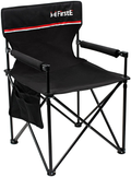 Firste Folding Camping Chairs, Portable Camp and Sports Chair Heavy Duty for Adults 330Lbs, Steel Frame Lawn Chair Quad Lumbar Support, Outdoor Beach Chair with Side and Back Pockets, Carry Bag Sporting Goods > Outdoor Recreation > Camping & Hiking > Camp Furniture FirstE Black 1 