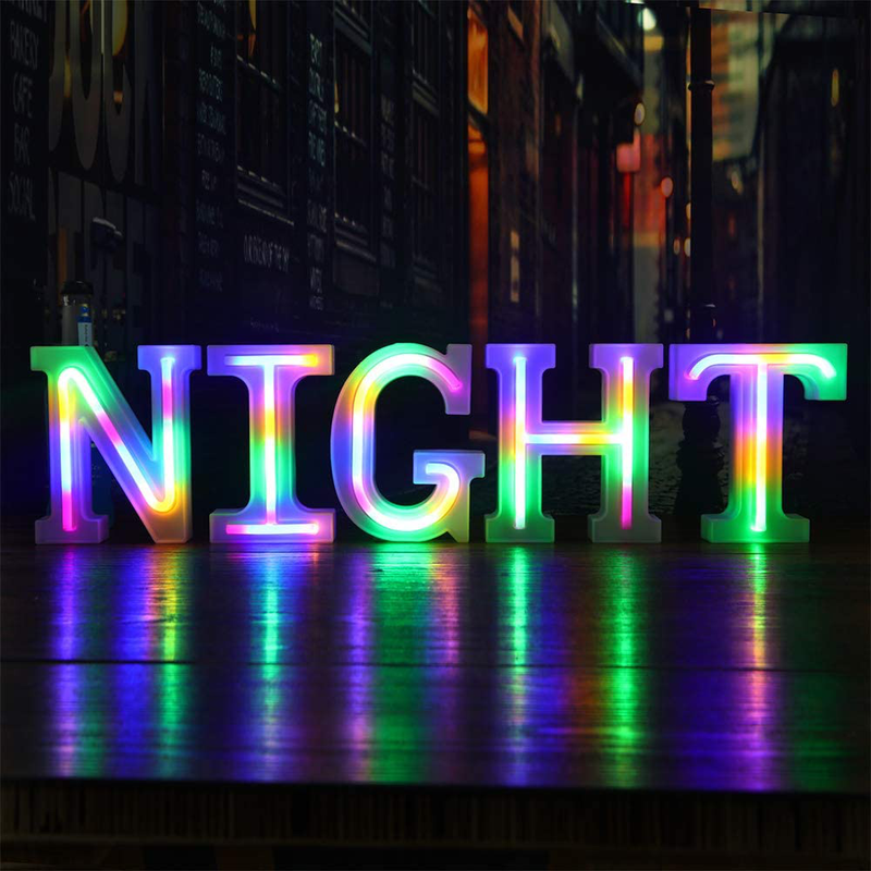 Neon Letter Lights 26 Alphabet Letter Bar Sign Letter Signs for Wedding Christmas Birthday Partty Supplies,USB/Battery Powered Light Up Letters for Home Decoration-Colourful J Home & Garden > Decor > Seasonal & Holiday Decorations& Garden > Decor > Seasonal & Holiday Decorations WARMTHOU   
