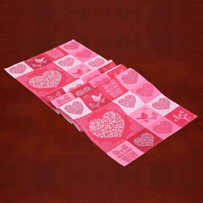 Simhomsen Printed Rose Pink Table Runner for Valentine'S Day, Decorative Scarf for Wedding Anniversary, Marriage Proposals, Engagements, Romantic Events or Parties Rectangle (15 × 68 Inch) Home & Garden > Decor > Seasonal & Holiday Decorations Simhomsen   