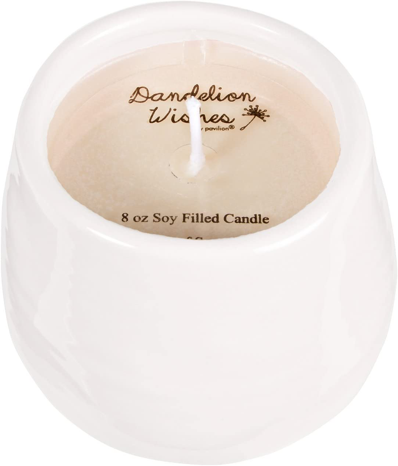 Pavilion Gift Company 77114 Plain Dandelion Always Wished for a Friend Like You White Ceramic Soy Serenity Scented Candle
