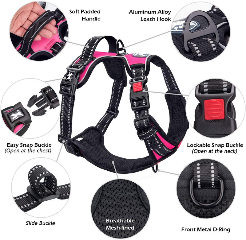 PoyPet No Pull Dog Harness, No Choke Front Lead Dog Reflective Harness, Adjustable Soft Padded Pet Vest with Easy Control Handle for Small to Large Dogs Animals & Pet Supplies > Pet Supplies > Dog Supplies PoyPet   