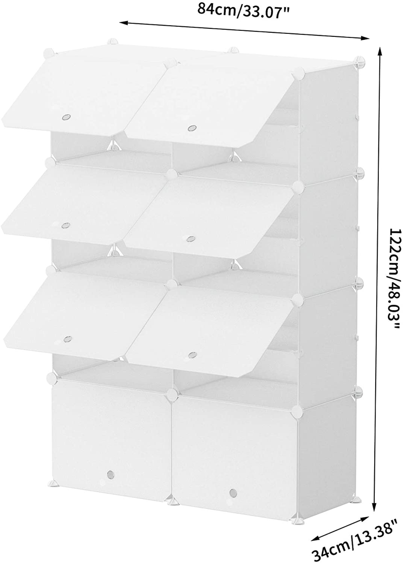 JOISCOPE Portable Shoe Storage Organzier Tower , Modular Cabinet Shelving for Space Saving, Shoe Rack Shelves for Shoes, Boots, Slippers (2X7-Tier) Furniture > Cabinets & Storage > Armoires & Wardrobes 10 Pounds   
