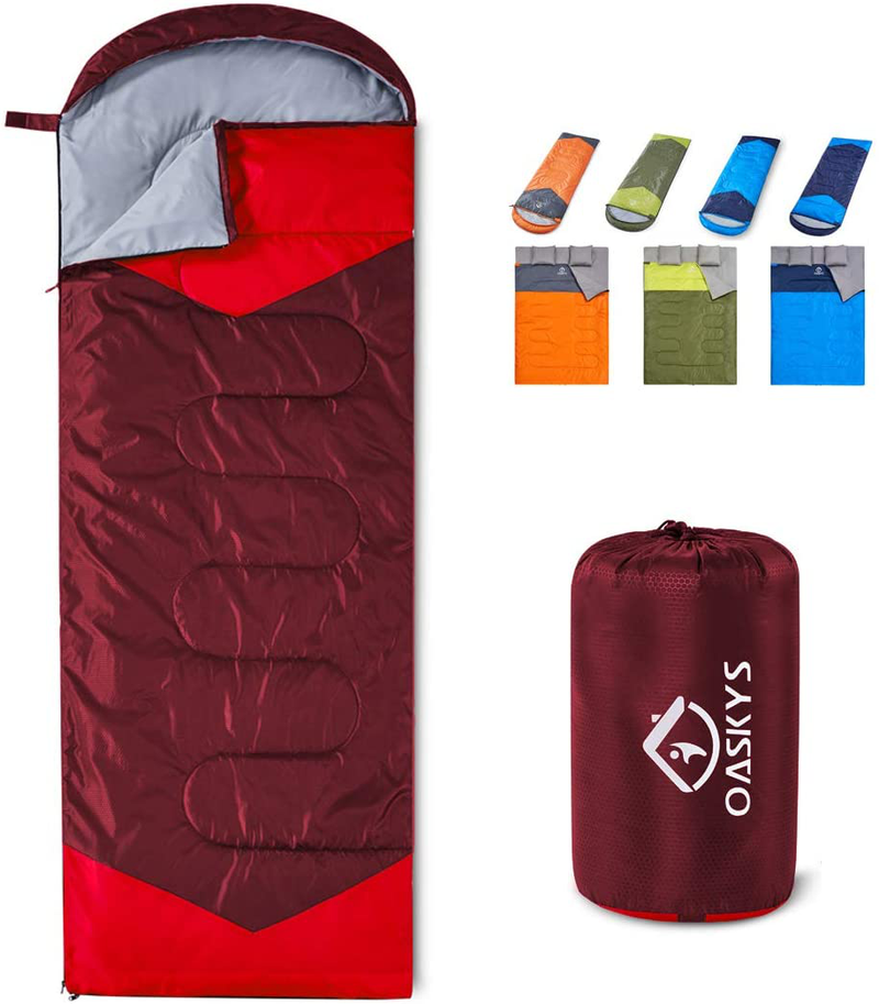 Oaskys Camping Sleeping Bag - 3 Season Warm & Cool Weather - Summer, Spring, Fall, Lightweight, Waterproof for Adults & Kids - Camping Gear Equipment, Traveling, and Outdoors  oaskys Bordeaux 29.5in x 86.6" 