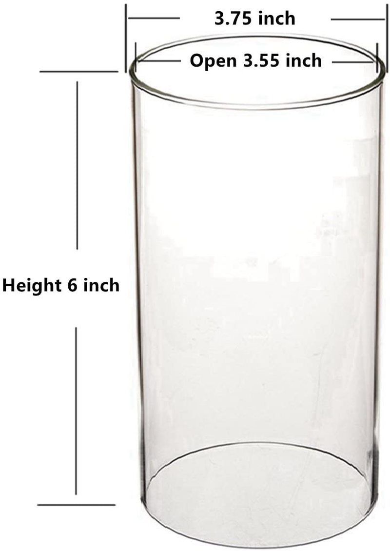 Clear Candle Holder, Glass Chimney for Candle Open Ended, Internal Diameter 3.55", External Diameter is 3.75", Height 6" (2 Packs) Home & Garden > Decor > Home Fragrance Accessories > Candle Holders SGLED   