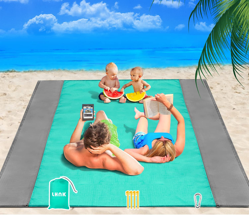 LHNK Beach Blanket Sandproof – 10' x 9' Oversized & Lightweight Picnic Blanket, Quick Drying Outdoor Blanket for Travel / Hiking / Camping – Beach Mats Sand Free Waterproof with Pouch and 4 Anchors Home & Garden > Lawn & Garden > Outdoor Living > Outdoor Blankets > Picnic Blankets LHNK Green 6.6*6.9 ft 
