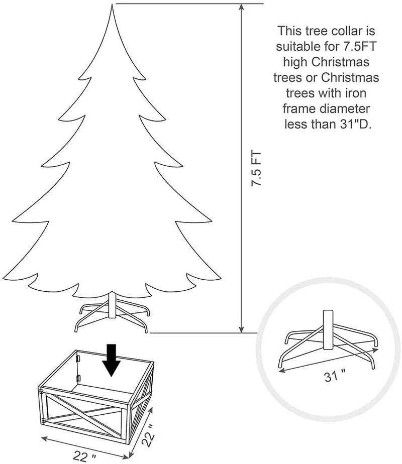 glitzhome Natural Wooden Tree Collar Christmas Tree Skirt Tree Box Tree Stand Cover, 22" L Home & Garden > Decor > Seasonal & Holiday Decorations > Christmas Tree Skirts Glitzhome   