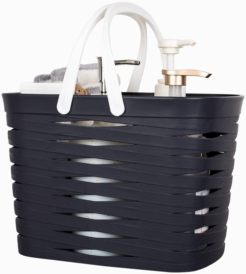 Jiatua Plastic Storage Basket with Handles, Shower Caddy Tote Portable Storage Bins for Bathroom,Bedroom, White Sporting Goods > Outdoor Recreation > Camping & Hiking > Portable Toilets & Showers JiatuA A-black  