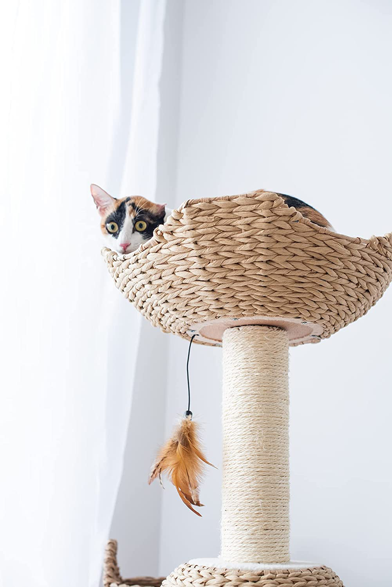 Petpals Hand-Made Paper Rope Natural Bowl Shaped with Perch Cat Tree Animals & Pet Supplies > Pet Supplies > Cat Supplies > Cat Beds PetPals   