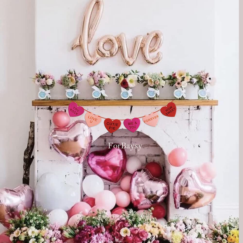 NO DIY Hanging Felt Heart Garland Banners for Valentine'S Day Wedding Party Anniversary Honeymoon Decoration (LARGE 1PCS) Arts & Entertainment > Party & Celebration > Party Supplies ForBaysy   