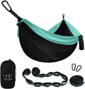 Gold Armour Camping Hammock - Extra Large Double Parachute Hammock USA Based Brand Lightweight Nylon Adults Teens Kids, Camping Accessories Gear (Sky Blue and Gray) Home & Garden > Lawn & Garden > Outdoor Living > Hammocks Gold Armour Black and Seafoam  