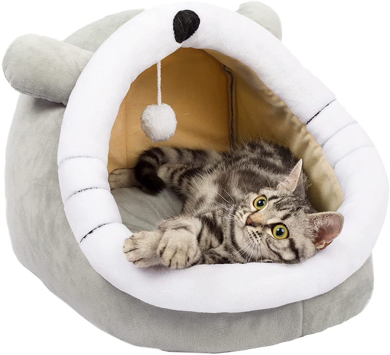 MMC Half-Enclosed Cat Bed Warm Nest, Removable and Washable Pet House for Indoor Cats Animals & Pet Supplies > Pet Supplies > Cat Supplies > Cat Beds MMC Grey Large 