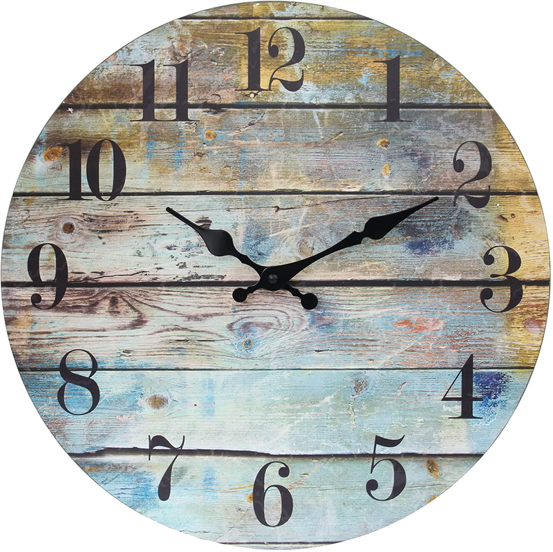 Stonebriar Vintage Farmhouse Wooden 14 Inch Round Battery Operated Hanging Wall Clock Home & Garden > Decor > Clocks > Wall Clocks Stonebriar 14 Inch  