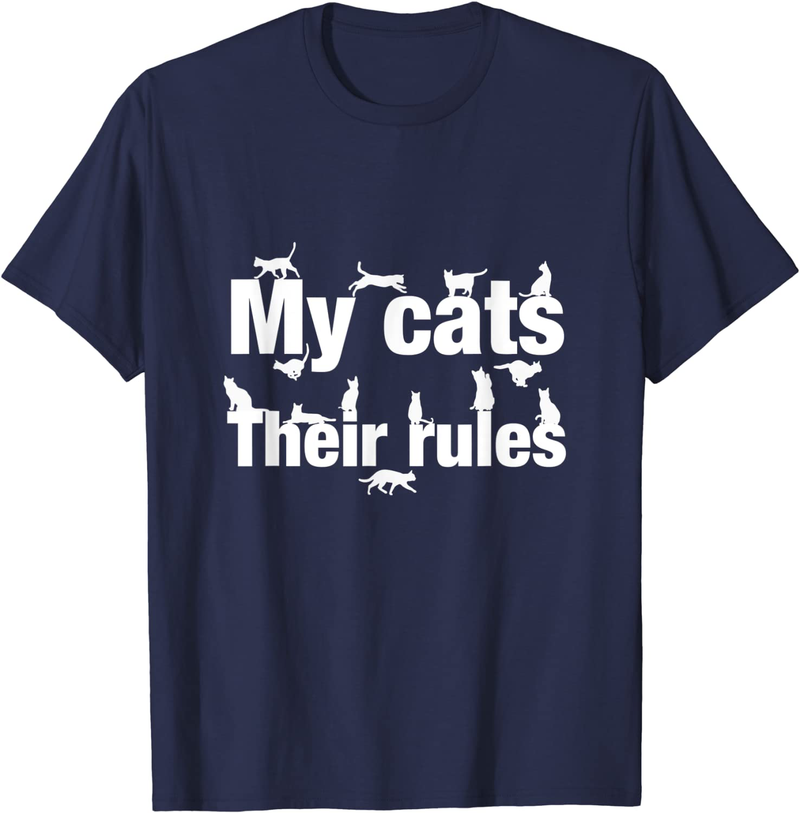 My Cats Their Rules - Funny Cat Lovers T-Shirt Animals & Pet Supplies > Pet Supplies > Cat Supplies > Cat Apparel CAT Navy Men X-Large