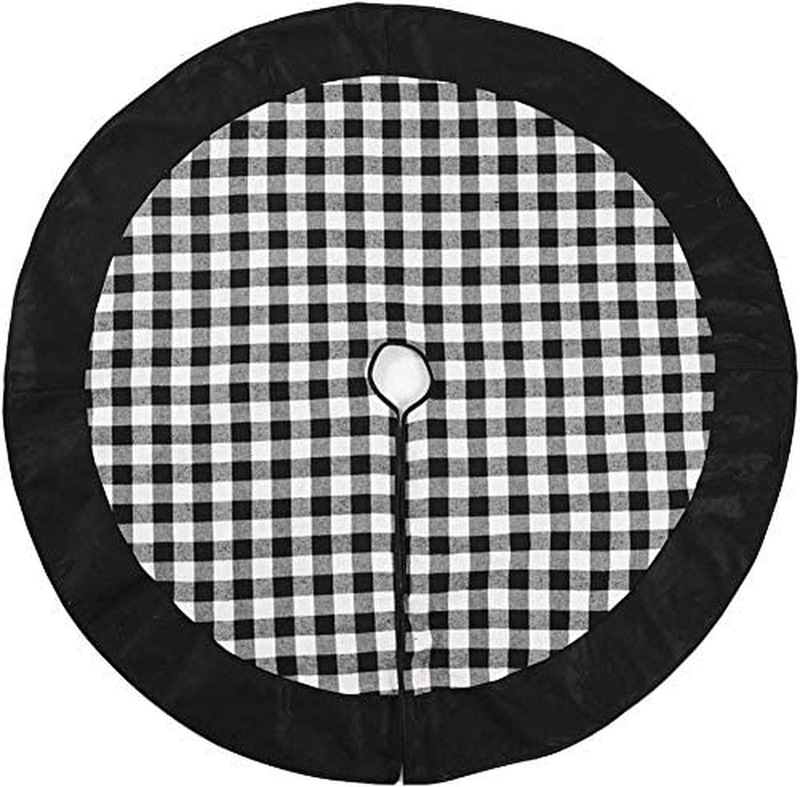 Medoore Black and White Buffalo Plaid Check Christmas Tree Skirt 48 inches, Country Xmas Tree Decorations Tree Skirts Double Layers Holiday Ornaments Home & Garden > Decor > Seasonal & Holiday Decorations > Christmas Tree Skirts Medoore   