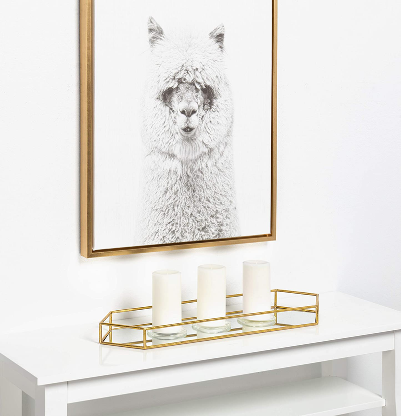 Kate and Laurel Felicia 26x8 Narrow Metal Mirrored Tray, Gold Home & Garden > Decor > Decorative Trays Kate and Laurel   