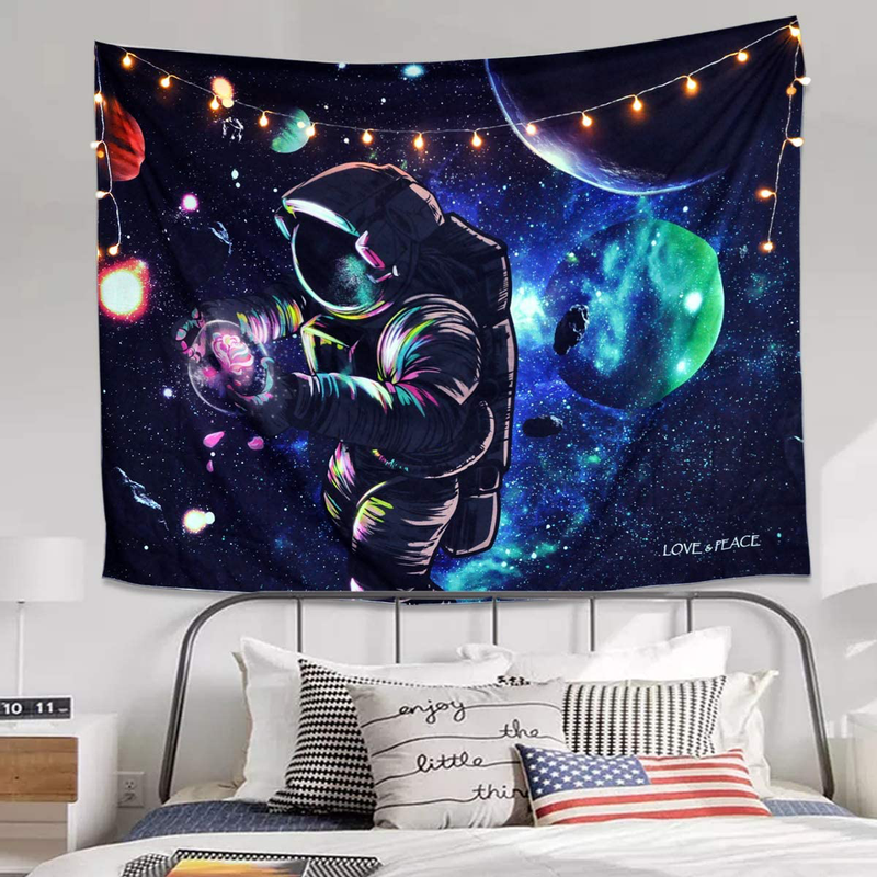 Sosolong Astronaut Tapestry, Galaxy Tapestry Outer Space Tapestry for Boys Bedroom Decor ，Living Room Or Dorm Wall A Hanging Tapestry (PLANET, 59in*51in)