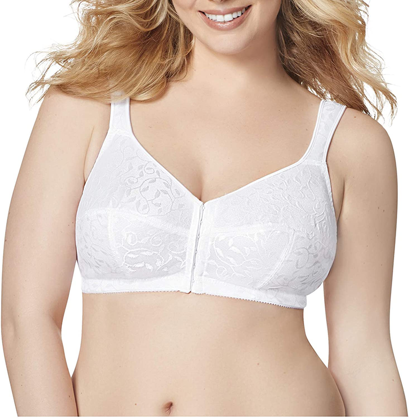 Just My Size Women's Easy On Front Close Wirefree Bra MJ1107 Apparel & Accessories > Clothing > Underwear & Socks > Bras JUST MY SIZE White 46DDD 