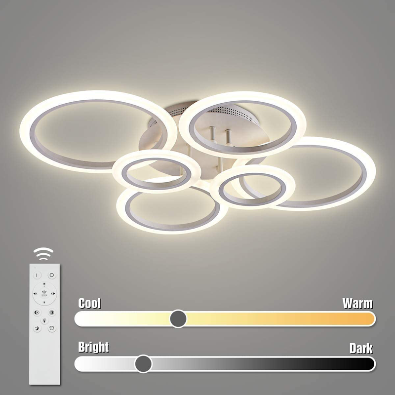 LED Ceiling Light,VANDER Life 72W LED Ceiling Lamp 6400LM White 6 Rings Lighting Fixture for Living Room,Bedroom,Dining Room,Dimmable Remote Control,3 Color Home & Garden > Lighting > Lighting Fixtures > Ceiling Light Fixtures ‎VANDER   