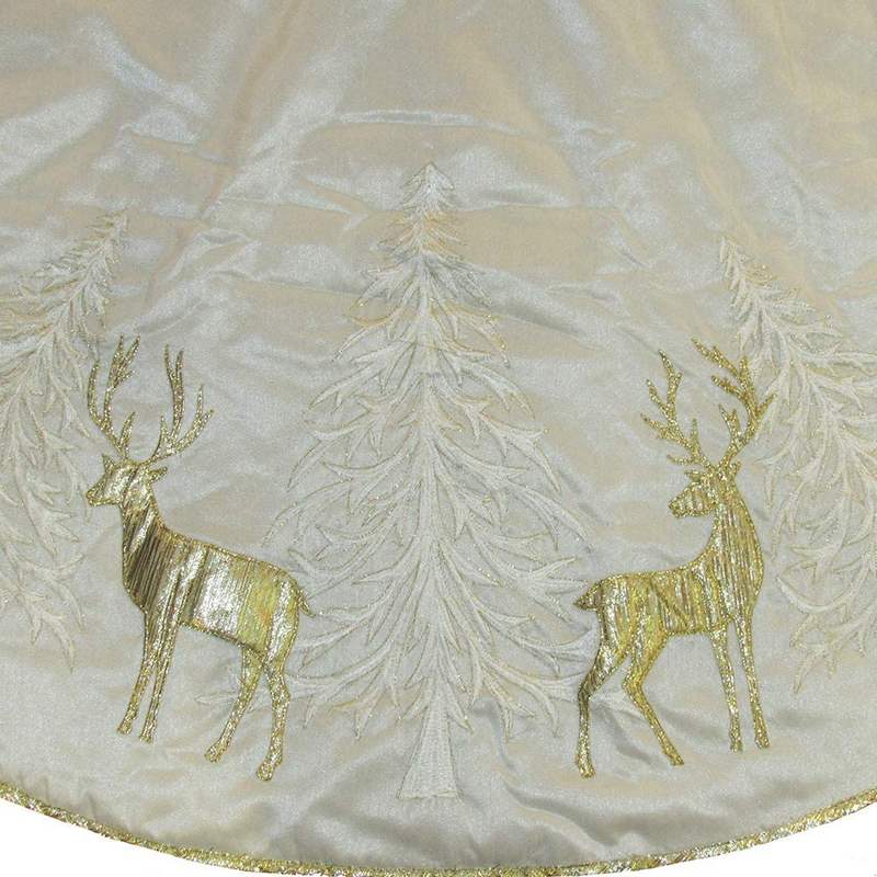 Kurt Adler 48" Gold Tree and Reindeer Applique Treeskirt Home & Garden > Decor > Seasonal & Holiday Decorations > Christmas Tree Skirts Kurt S. Adler   