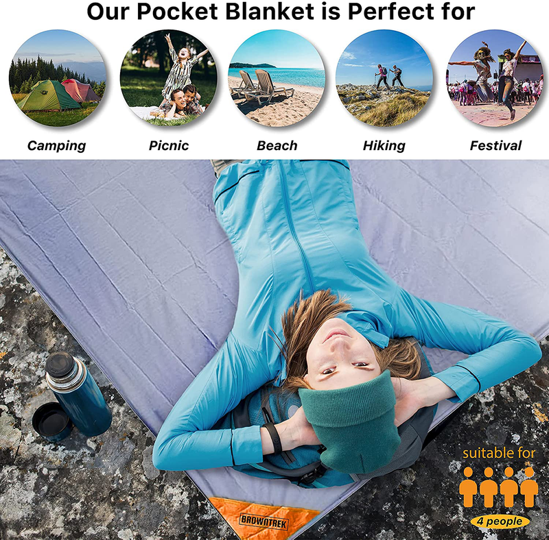 Pocket Blanket -Compact Picnic Blanket (60"x 56") - Sand Proof Beach Blanket / 100% Waterproof Ground Cover. Great Outdoor Blanket for Hiking, Camping, Picnics, Travel and Beach Trips! Home & Garden > Lawn & Garden > Outdoor Living > Outdoor Blankets > Picnic Blankets BROWNTREK   