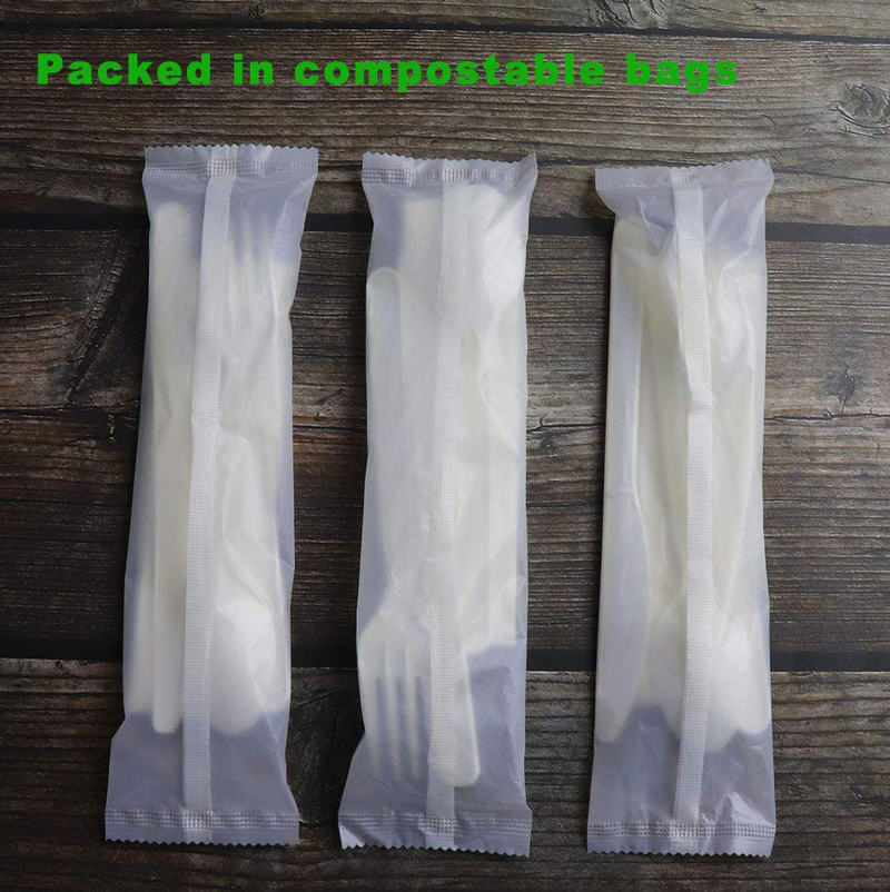 GreenWorks 7" Heavyduty Compostable CPLA Cutlery Kits, 800 Pieces = 200 Sets (Fork, Spoon,Knife,Napkin 4 in 1) Individually Wrapped With Compostable Bags，Alternative to Plastic Disposable Utensils Home & Garden > Kitchen & Dining > Tableware > Flatware > Flatware Sets GreenWorks   