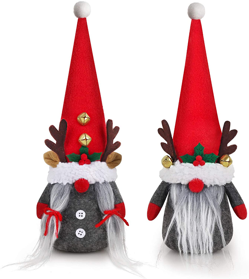 D-FantiX 2Pack Reindeer Christmas Gnomes Plush with Bell, Handmade Swedish Tomte Santa Scandinavian Figurine Nordic Plush Elf Doll Gnome Ornaments Christmas Gnomes Decorations Home Decor Gifts Home & Garden > Decor > Seasonal & Holiday Decorations& Garden > Decor > Seasonal & Holiday Decorations D-FantiX   