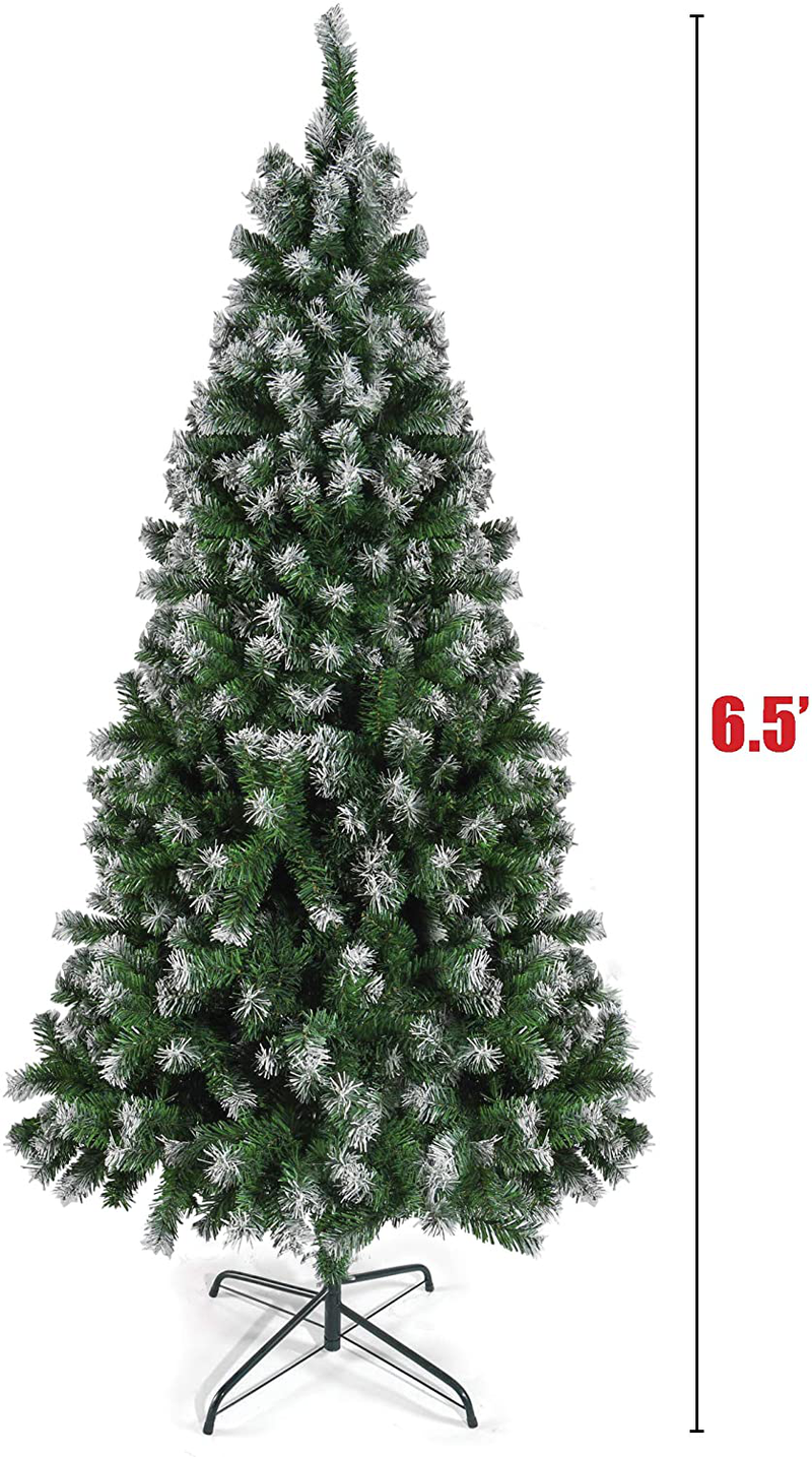 Prextex 6 Feet Premium Artificial Spruce Hinged Christmas Tree with 1200 Snow White Tips Lightweight and Easy to Assemble with Christmas Tree Metal Stand Home & Garden > Decor > Seasonal & Holiday Decorations > Christmas Tree Stands Prextex   