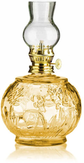 The Dreidel Company Decorative Lamplight Chamber Glass Oil Lamp, for Indoor Use Decor Lighting with Kerosene or Paraffin Oils Lantern, 17oz (Amber)