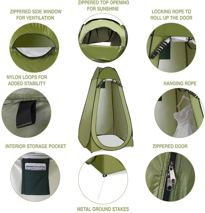 Lixada Outdoor 6FT Quick Set up Privacy Tent Pop-Up Tent, Toilet, Camp Shower, Portable Changing Room for Camping Shower Biking Toilet Beach