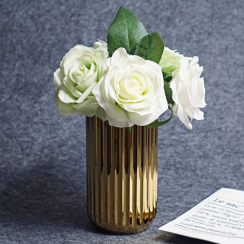 LIONWEI LIONWELI 7 inch Gold Ceramic Flower Vase Home Decor Vase and Table Centerpieces Vase - Ideal Gifts for Friends and Family, Christmas, Wedding, Bridal Shower Home & Garden > Decor > Vases LIONWEI LIONWELI   