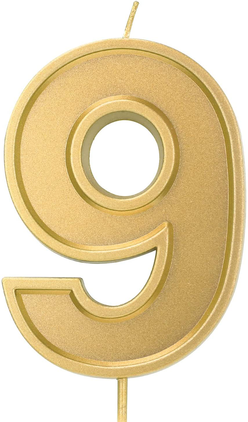 LUTER 3.94 Inches Oversized Birthday Candles Gold Glitter Birthday Cake Candles Number Candles Cake Topper Decoration for Wedding Party Kids Adults, Number 1 Home & Garden > Decor > Home Fragrances > Candles LUTER Number 9  