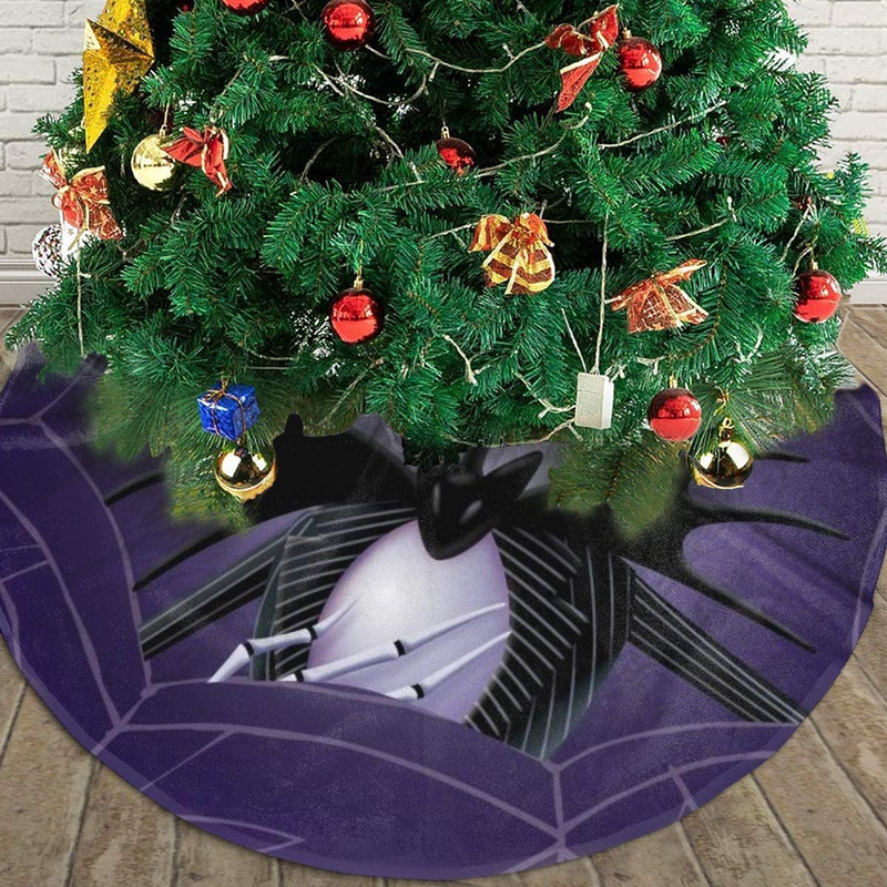 Jinsshop The Ni-GHT-mare Before Christmas Jack and Sally Christmas Tree Skirt, Soft, Easy to Put, Light for Christmas Decorations, Holiday, Party Decoration 30" Home & Garden > Decor > Seasonal & Holiday Decorations > Christmas Tree Skirts Jinsshop   